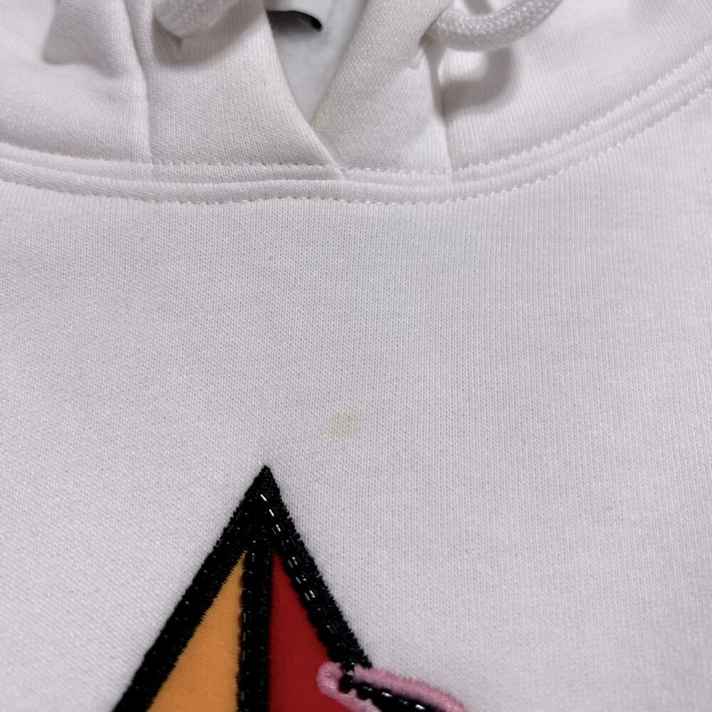 Sandro Womens Beaded Application Indie Love Hoodie Size EU 1 / US 2-4 in White - Picture 9 of 10